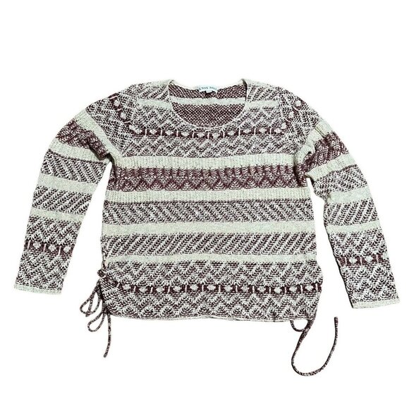Knox Rose Sweater Womens XXL Beige Maroon Chunky Knit‎ Pullover Top Stripes - Picture 1 of 6